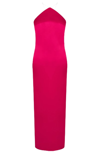 Aubrey Satin Halter Maxi Dress - Fuchsia Pink - Hervanr - Modalova