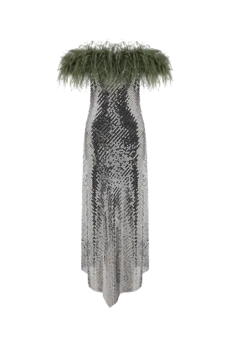Janis - Strapless Sequin Dress with Feathers - ILA - Modalova