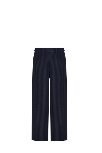 Adjustable Navy Pinstripe Trousers in Wool - INNNA - Modalova