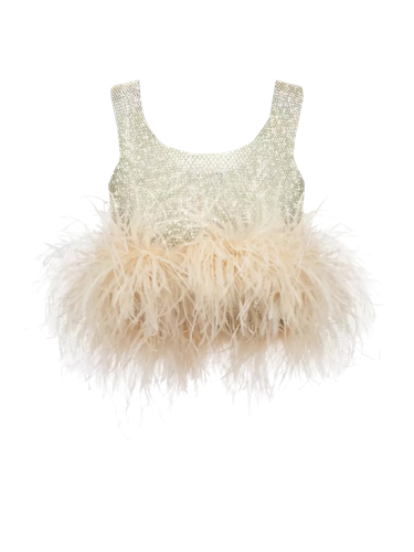 Crop Top With Feathers - Santa Brands - Modalova