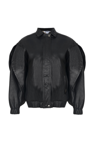 Oversized Leather Bomber Jacket - Szabo Sihag - Modalova