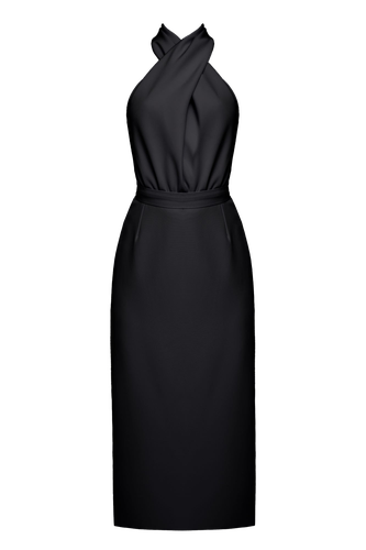 CELIA black X neck midi party dress - UNDRESS - Modalova