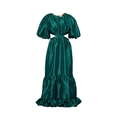 Laila Maxi Taffeta Dress Emerald - Vasiliki - Modalova