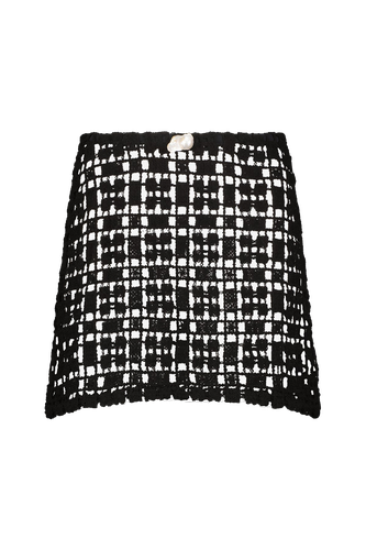 Sun Mini Skirt with Pearl in Black Mesh - Sara Cristina - Modalova