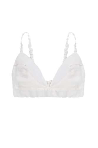 Linen top with textured bra - Total White - Modalova