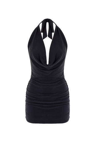 Luna Black Mini Dress - Lora Istanbul - Modalova
