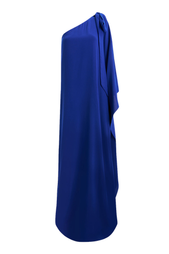 Lia Crepe Navy Blue One Shoulder Maxi Dress - Lora Istanbul - Modalova