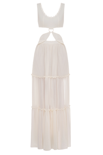 Milk Maxi Dress with Cutouts - Malva Florea - Modalova