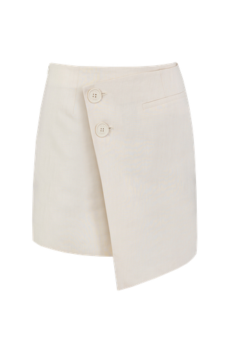 Asymmetric mini skirt in Sandy Beige - JAAF - Modalova