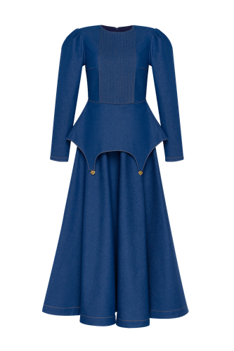 DENIM DRESS WITH BASCQUE maxi - Guranda - Modalova