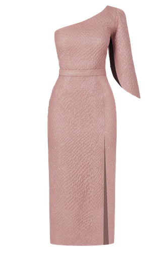 NITA one shoulder asymmetric pink midi dress - UNDRESS - Modalova