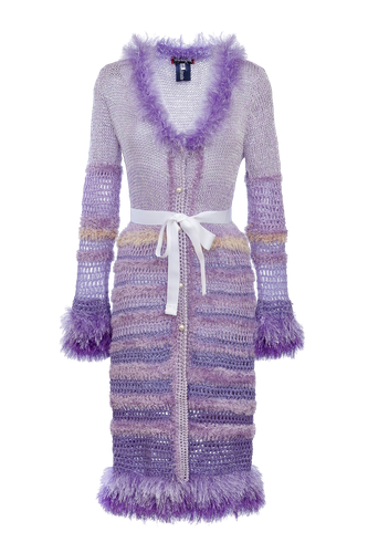 Purple Handmade Knit Cardigan-Dress - ANDREEVA - Modalova