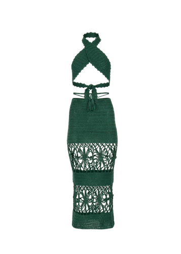 Amaya Crochet Two Piece Set in Emerald - Decolet The Label - Modalova