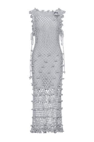 Sofia Silver Handmade Crochet Dress | Women's Light Midi dresses - ANDREEVA - Modalova