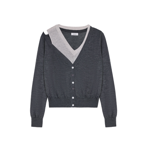 CASHMERE FAUX TWO-PIECE CARDIGAN - XS - Cardigans - CRUSH Collection - Modalova
