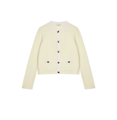 WOOL STRIPED CREWNECK CARDIGAN - XS - Cardigans - CRUSH Collection - Modalova