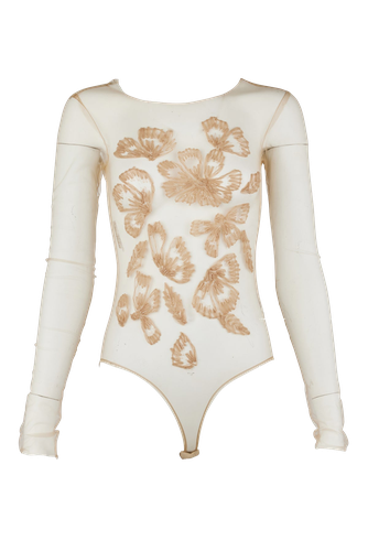 Erden Hand-Embroidered Tulle Body - Nude | Women's Bodysuits - Francesca Miranda - Modalova