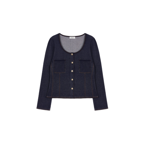 DENIM-LOOK U-NECK JACKET | Women's Clothing - CRUSH Collection - Modalova