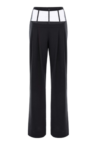 Mesh and Wool Pants | Women's Straight leg pants - Aureliana - Modalova