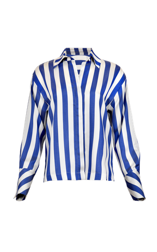 Cielo Silk Blouse | Women's Cobalt Blue Blouses - Francesca Miranda - Modalova