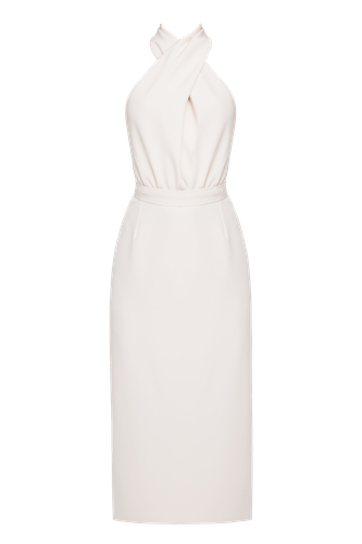 CELIA pastel cream X neck midi dress - XS - Midi dresses - UNDRESS - Modalova