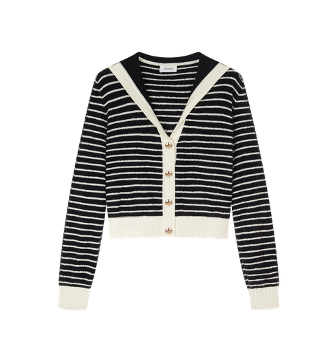 BOUCLÉ STRIPED SAILOR CARDIGAN - XS - Cardigans - CRUSH Collection - Modalova