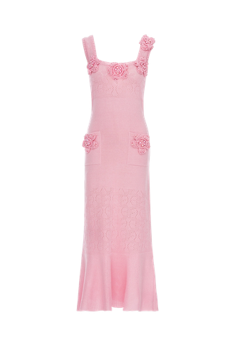 Rose Vanilla Knit Dress With Handmade Knit Details | Women's Maxi dresses - ANDREEVA - Modalova