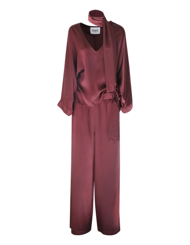 LENIS Burgundy Silk Set | Women's Trouser sets - MAET - Modalova