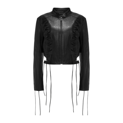 Cropped Leather Jacket With Stitching - M - Leather jackets - YAVORSKA - Modalova
