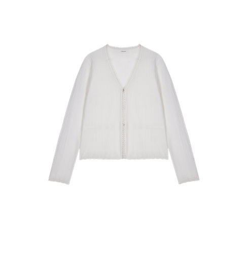 CROCHET V-NECK FITTED CARDIGAN | Women's Cardigans - CRUSH Collection - Modalova