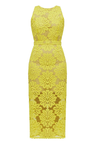 YEMA lime green lace midi dress with naked back - XS - Midi dresses - UNDRESS - Modalova