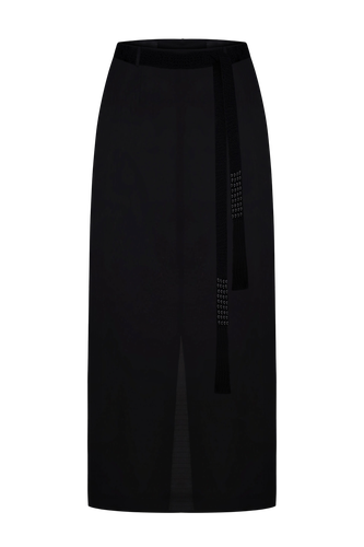 SKIRT WITH A TIED BELT - S - Maxi skirts - DELEGAN Clothes - Modalova