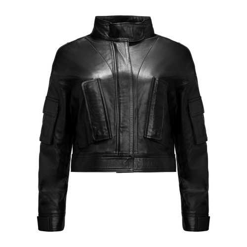 Cropped Leather Biker Jacket - M - Leather jackets - YAVORSKA - Modalova