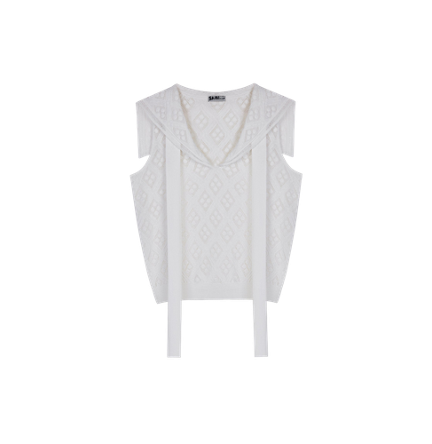 DIAMOND POINTELLE SAILOR COLLAR TANK TOP - XS - Tops - CRUSH Collection - Modalova