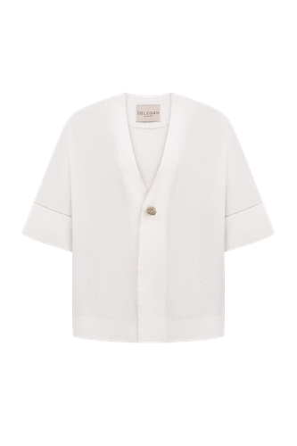 SHIRT WITH A KNITTED GOLD BUTTON - ONE SIZE - Shirts - DELEGAN Clothes - Modalova