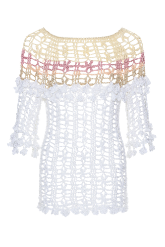 Vanilla Multicolor Handmade Crochet Top | Women's Knitwear - ANDREEVA - Modalova