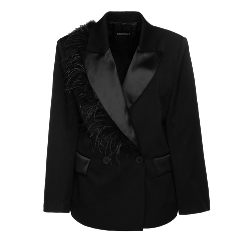 Oversized Tuxedo Jacket With Boa | Women's Blazers - Gasanova - Modalova