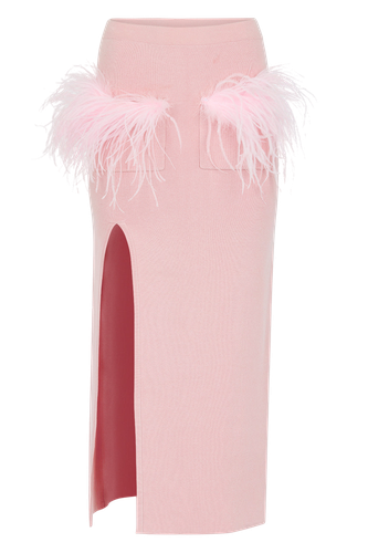 Vanilla Knit Skirt With Feathers | Women's Midi skirts - ANDREEVA - Modalova