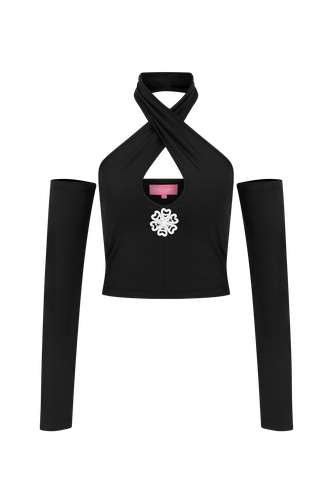 Botanical Reffection Cut-Out Top - M - Crop tops - Declara - Modalova