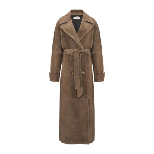 Long Leather Coat With Belt - M - Leather jackets - YAVORSKA - Modalova