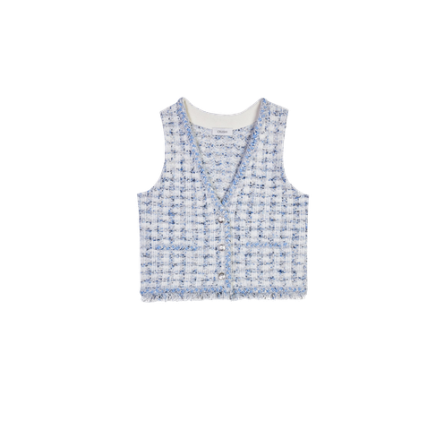 HOUNDSTOOTH V-NECK VEST - S - Vests - CRUSH Collection - Modalova