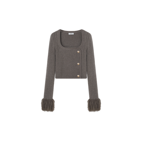 FRINGED ASYMMETRIC CASHMERE-BLEND U-NECK SWEATER | Women's Sweaters - CRUSH Collection - Modalova