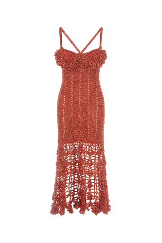 Chrysanthemum Terracotta Handmade Crochet Dress | Women's Midi dresses - ANDREEVA - Modalova