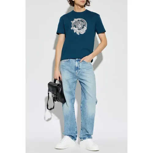 Versace - Tops > T-Shirts - Blue - Versace - Modalova