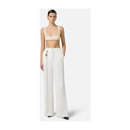 Trousers > Wide Trousers - - Elisabetta Franchi - Modalova