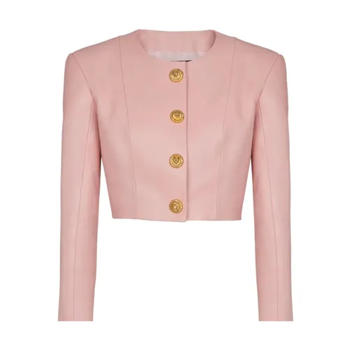 Jackets > Leather Jackets - - Balmain - Modalova