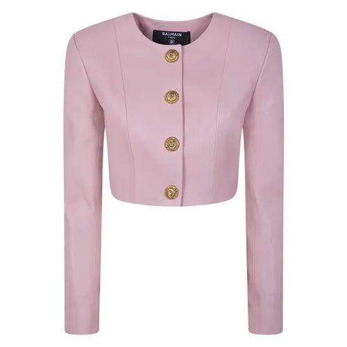 Jackets > Leather Jackets - - Balmain - Modalova