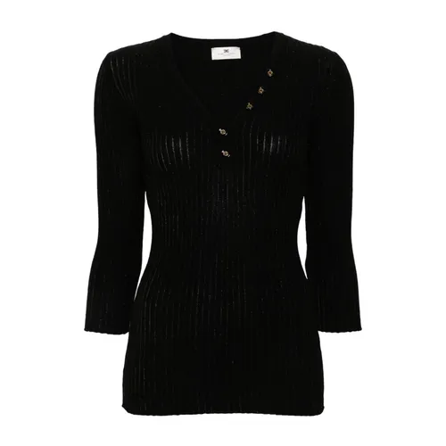 Knitwear > V-neck Knitwear - - Elisabetta Franchi - Modalova