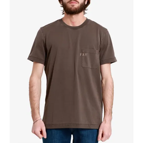 Fay - Tops > T-Shirts - Brown - Fay - Modalova