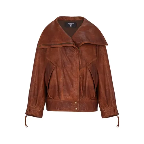 Jackets > Leather Jackets - - Balmain - Modalova
